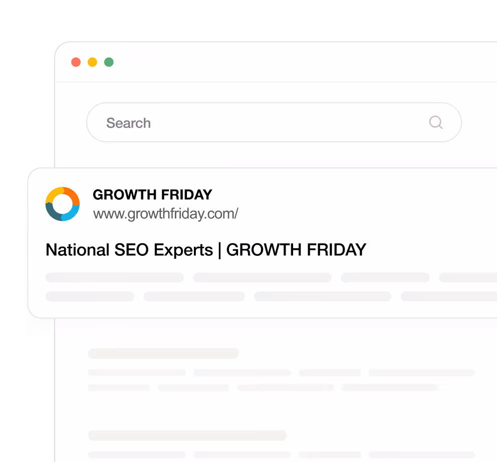 Growth Friday website with search bar and National SEO Experts logo