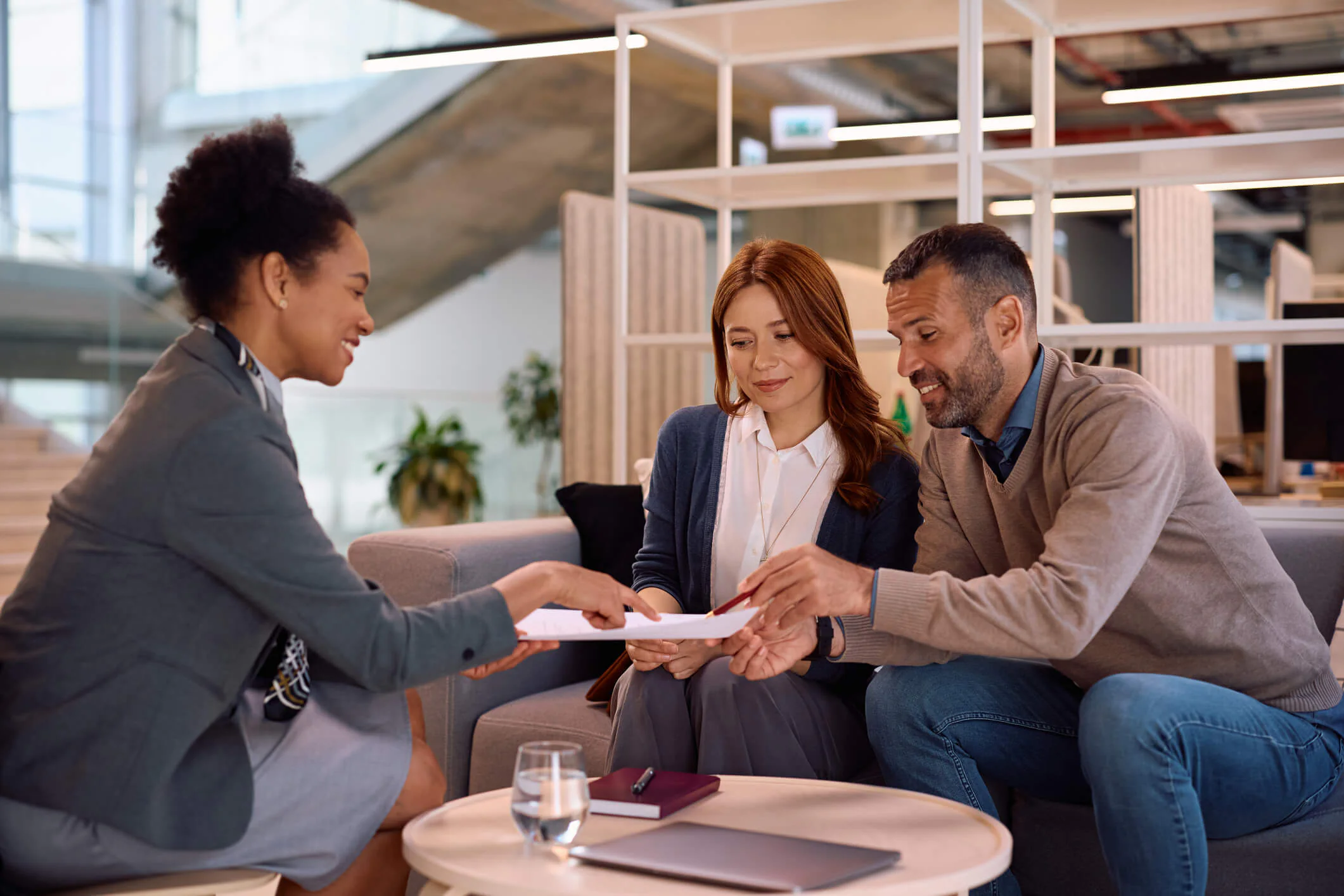 Insurance advisor meeting with clients