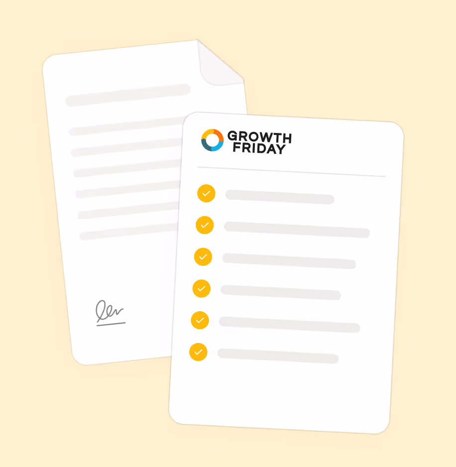 Growth Friday checklist with completed tasks and signature