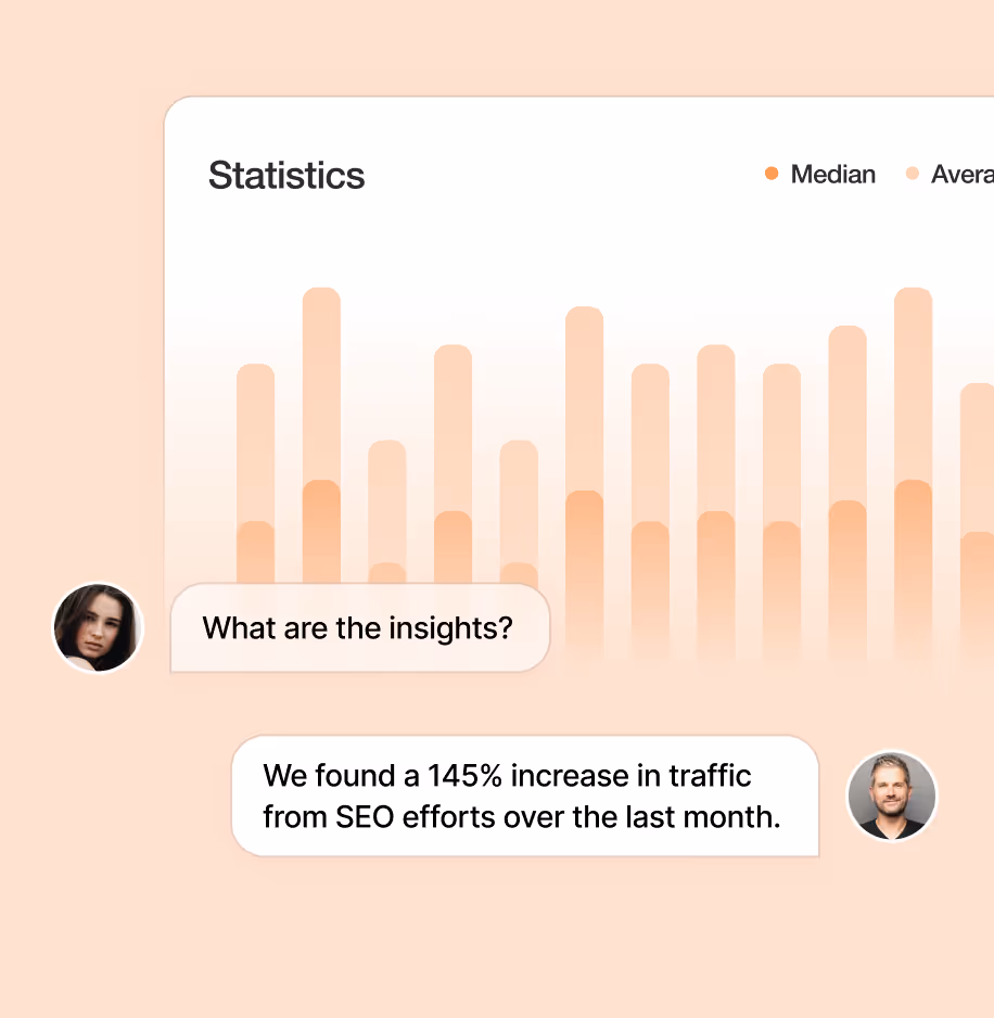 Statistics graph showing 145% traffic increase from SEO efforts