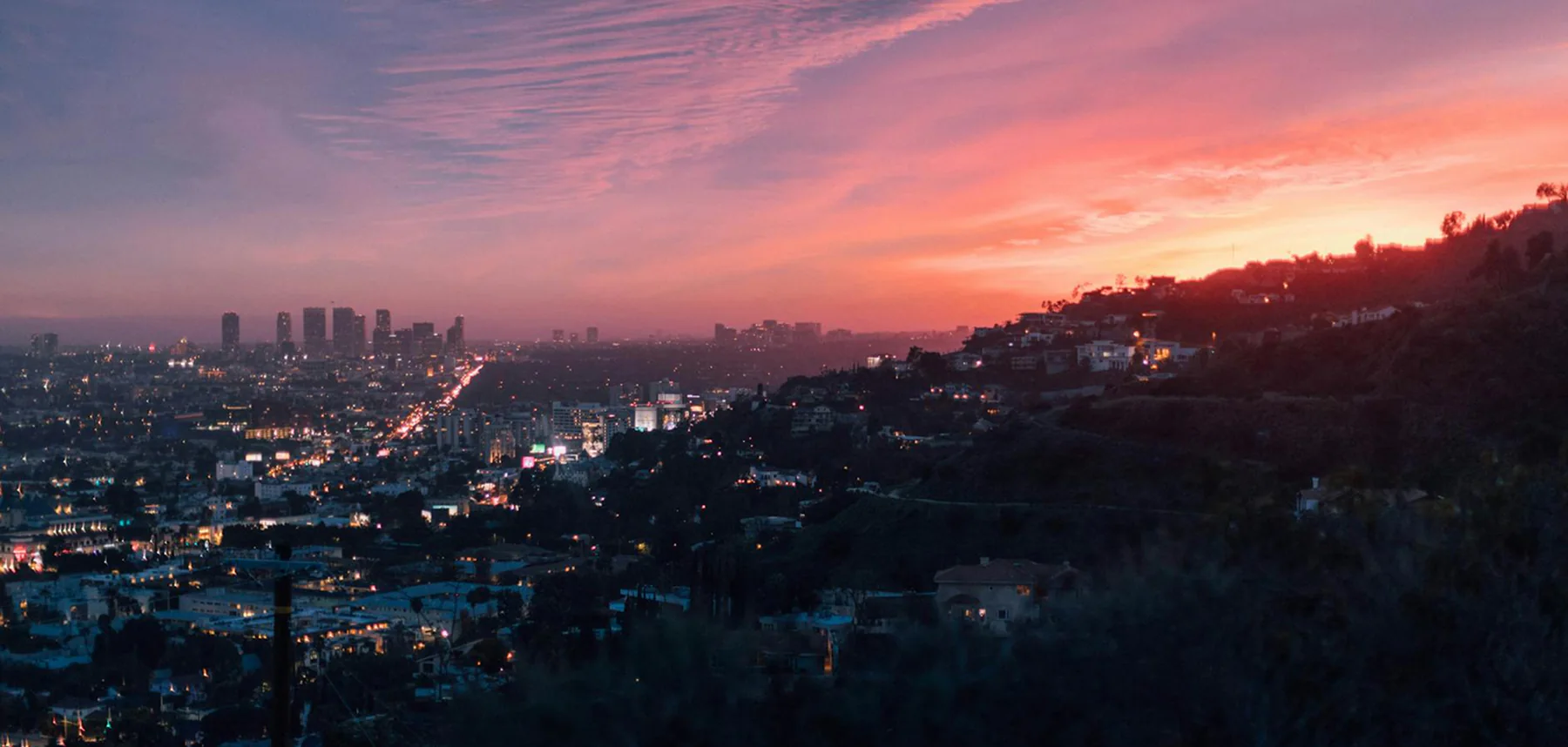 Los Angeles skyline at sunset